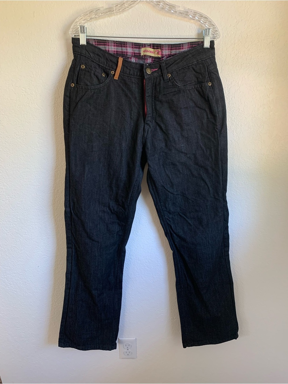 Woman’s motorcycle Dark Blue Straight-Leg Jeans